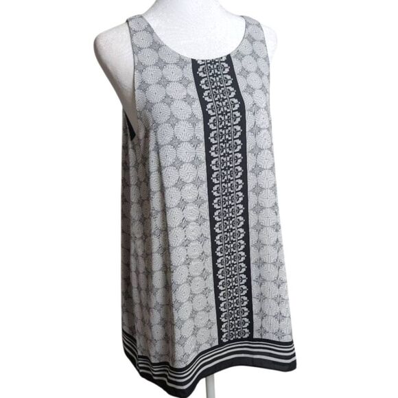 Max Studio Black & White Geometric Sleeveless Swing Top Women's M - Picture 1 of 6